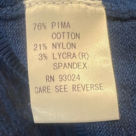 BELA NYC Women’s Dark Blue Polkadot Pima Cotton Blend Crewneck Sweater Size S - Picture 5 of 5